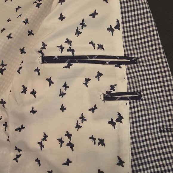 PAISLEY & GRAY BLAZER COAT JACKET BLUE WHITE CHECKED SIZE 42R - Picture 8 of 16